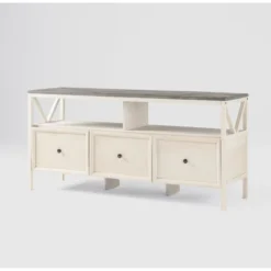 Farmhouse 3 Drawer Wood TV Stand For TVs Up To 65" - Saracina Home -Furniture Specialty Store GUEST 0072dd60 ce7c 4443 ae39 8934a2c1febb