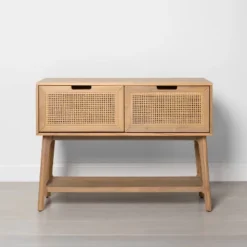 Wood & Cane Console Table With Pull-Down Drawers - Hearth & Hand™ With Magnolia -Furniture Specialty Store GUEST 035057b8 c534 4483 bcfa bec1b2f8f625