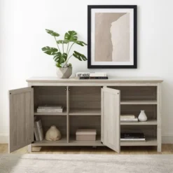58" Diagonal Grooved Door Sideboard With Open Storage - Saracina Home -Furniture Specialty Store GUEST 04550eef a4a8 452e a5ce 387af7746eaf