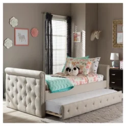 Twin Swanson Modern And Contemporary Fabric Tufted Daybed With Roll-Out Trundle Guest Bed - Baxton Studio 23 Twin Swanson Modern And Contemporary Fabric Tufted Daybed With Roll-Out Trundle Guest Bed - Baxton Studio -Furniture Specialty Store GUEST 071251a6 a6c9 4c2d 94aa c447872bb2b4