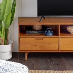 Cara 3 Drawer Mid-Century Modern 3 Drawer TV Stand For TVs Up To 80" - Saracina Home 24 Cara 3 Drawer Mid-Century Modern 3 Drawer TV Stand For TVs Up To 80" - Saracina Home -Furniture Specialty Store GUEST 0824ed10 634d 442e 93d1 6435deb8cb30