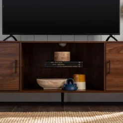 2 Door Mid-Century Modern Wood Storage TV Stand For TVs Up To 80" - Saracina Home -Furniture Specialty Store GUEST 0c083b88 b4b8 4267 89b0 b99f64195a36