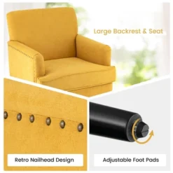 Tangkula Set Of 2 Modern Accent Chair Upholstered Sofa Chair W/ Rubber Wood Legs Yellow -Furniture Specialty Store GUEST 0d001da3 7e9d 43a7 82e1 6d3e2916838f