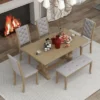 6 PCS Retro Dining Set With Unique-designed Table And Upholstered Chair-ModernLuxe