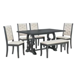 6 PCS Retro Dining Set With Unique-designed Table And Upholstered Chair-ModernLuxe -Furniture Specialty Store GUEST 144b2e82 beff 4f59 aab3 7cc9f823a4d3