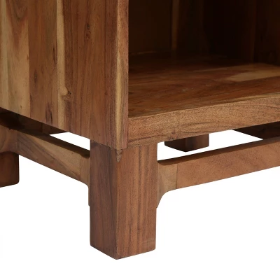 Wadley Boho Handcrafted Acacia Wood Nightstand Natural - Christopher Knight Home 9 Wadley Boho Handcrafted Acacia Wood Nightstand Natural - Christopher Knight Home - Image 7