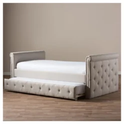 Twin Swanson Modern And Contemporary Fabric Tufted Daybed With Roll-Out Trundle Guest Bed - Baxton Studio 27 Twin Swanson Modern And Contemporary Fabric Tufted Daybed With Roll-Out Trundle Guest Bed - Baxton Studio -Furniture Specialty Store GUEST 232e4719 b59f 422b a319 18e2cb7d875d
