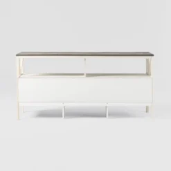 Farmhouse 3 Drawer Wood TV Stand For TVs Up To 65" - Saracina Home -Furniture Specialty Store GUEST 28f76feb 3b1e 4490 93aa fbbe5dcd3f6f