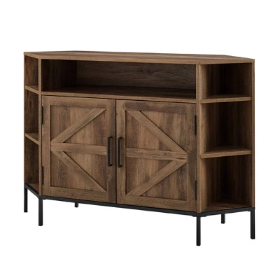 Atticus Modern Farmhouse 2 Door Corner TV Stand For TVs Up To 55" Rustic Oak - Saracina Home 7 Atticus Modern Farmhouse 2 Door Corner TV Stand For TVs Up To 55" Rustic Oak - Saracina Home - Image 5