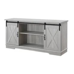 Modern Transitional Sliding Barndoor TV Stand For TVs Up To 65"- Saracina Home -Furniture Specialty Store GUEST 31a34286 e5bc 4cdb 95bc c04f39622d58