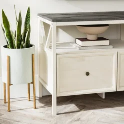 Farmhouse 3 Drawer Wood TV Stand For TVs Up To 65" - Saracina Home -Furniture Specialty Store GUEST 31eff10a 5528 4bba 98ac 4d2069368764