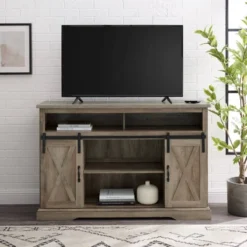 Transitional Sliding Barndoor Highboy TV Stand For TVs Up To 58" - Saracina Home 23 Transitional Sliding Barndoor Highboy TV Stand For TVs Up To 58" - Saracina Home -Furniture Specialty Store GUEST 36bb9b85 ffb1 46e0 b0d8 822e73b5b63d