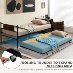 Costway Twin 2-In-1 Daybed Frame With Trundle Bed Set Steel Platform Sofa Bed Black -Furniture Specialty Store GUEST 3c505ce9 6484 414c a870 00679bc93d3c
