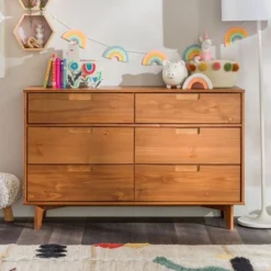Mid-Century Modern Groove Wood 6 Drawer Dresser - Saracina Home -Furniture Specialty Store GUEST 3d447677 be9f 4732 b071 4ec0db1c971f