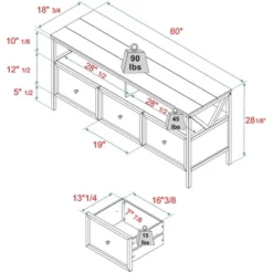 Farmhouse 3 Drawer Wood TV Stand For TVs Up To 65" - Saracina Home -Furniture Specialty Store GUEST 40d5f612 f4e7 48b3 8586 affcd4996633