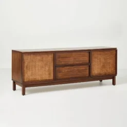 Wood & Cane Transitional Media Console - Hearth & Hand™ With Magnolia -Furniture Specialty Store GUEST 47d6512c 9c87 4cf2 85dc dc4e4150645a