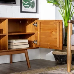 Solid Wood Mid-Century Modern TV Stand For TVs Up To 65" - Saracina Home -Furniture Specialty Store GUEST 4814f0a0 557a 4091 bf29 8479abd8c5d7