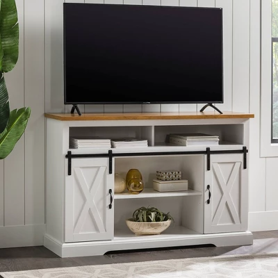 Transitional Sliding Barndoor Highboy TV Stand For TVs Up To 58" - Saracina Home 17 Transitional Sliding Barndoor Highboy TV Stand For TVs Up To 58" - Saracina Home - Image 15