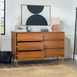 Mid-Century Modern Contoured 6 Drawer Dresser - Saracina Home -Furniture Specialty Store GUEST 4f9f1d1c 1d30 433d abee ec047232182c