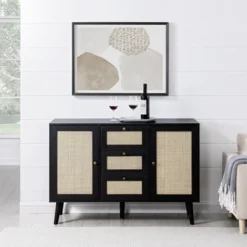 Modern Boho Wood And Rattan Storage Sideboard Black - Saracina Home -Furniture Specialty Store GUEST 52f5e3ee 76b4 4a71 b8d9 41f7b184a080