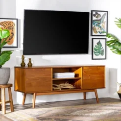 Solid Wood Mid-Century Modern TV Stand For TVs Up To 65" - Saracina Home -Furniture Specialty Store GUEST 55d038af 42a5 438d 8b74 91f0ac9cc7f7