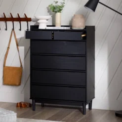 Mid-Century Modern Solid Wood 6 Drawer Vertical Dresser - Saracina Home -Furniture Specialty Store GUEST 59498ed0 69d6 47e7 a8e6 18fcacc166e6