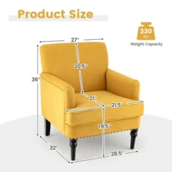 Tangkula Set Of 2 Modern Accent Chair Upholstered Sofa Chair W/ Rubber Wood Legs Yellow -Furniture Specialty Store GUEST 59a0fbbd c8d4 4381 9b84 49c42ed1e4f6