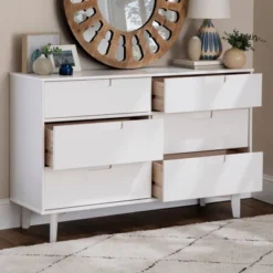 Mid-Century Modern Groove Wood 6 Drawer Dresser - Saracina Home -Furniture Specialty Store GUEST 5f343547 8bdb 4ab5 8100 4810a89a5608