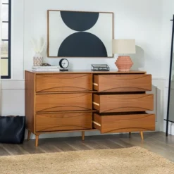 Mid-Century Modern Contoured 6 Drawer Dresser - Saracina Home -Furniture Specialty Store GUEST 6064d6cb 5a30 4857 807c b8d5d64567a9