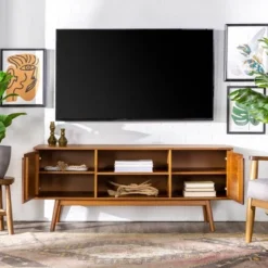 Solid Wood Mid-Century Modern TV Stand For TVs Up To 65" - Saracina Home -Furniture Specialty Store GUEST 686002c1 8c90 4149 bce4 d40fc12f1038