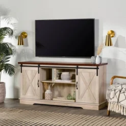Modern Transitional Sliding Barndoor TV Stand For TVs Up To 65"- Saracina Home -Furniture Specialty Store GUEST 6cfa14d3 36c0 4768 9784 c3a77c7e184f