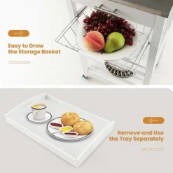 Costway Compact Kitchen Island Cart Rolling Service Trolley With Stainless Steel Top Basket -Furniture Specialty Store GUEST 6d12b3d7 0480 4e1e bf51 084fc2612c3c