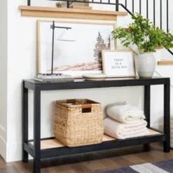 Console Table With Woven Rattan Shelf Black - Threshold™ Designed With Studio McGee 18 Console Table With Woven Rattan Shelf Black - Threshold™ Designed With Studio McGee -Furniture Specialty Store GUEST 6e7f68b7 50c5 44c5 965d a4d52aa919cd