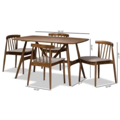 5pc Wyatt Midcentury Modern Walnut Wood Dining Set Beige/Brown - Baxton Studio -Furniture Specialty Store GUEST 70d31893 4b7e 44ea 8caf 409763495337