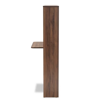 Ezra Wood Storage Computer Desk With Shelves Walnut - Baxton Studio 4 Ezra Wood Storage Computer Desk With Shelves Walnut - Baxton Studio - Image 2