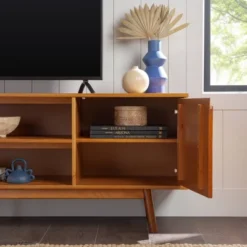 Solid Wood Mid-Century Modern TV Stand For TVs Up To 80" - Saracina Home -Furniture Specialty Store GUEST 718deacd a6aa 48d3 a2de dc60399694ef