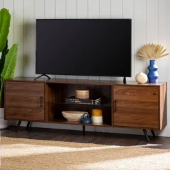 2 Door Mid-Century Modern Wood Storage TV Stand For TVs Up To 80" - Saracina Home -Furniture Specialty Store GUEST 731fc50a 2639 4fe3 90be a972112a62a2