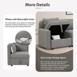 122.8" Minimalist Convertible Modular Sofa, Upholstered Sectional Sofa Couch With 5 Pillows-ModernLuxe -Furniture Specialty Store GUEST 758104f0 2824 4484 a592 7670bd523c90