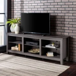Transitional 6 Cubby Wood Open Storage Wood TV Stand For TVs Up To 80"- Saracina Home -Furniture Specialty Store GUEST 79e53a3c 9e15 40b4 ae14 2a20944d3dac