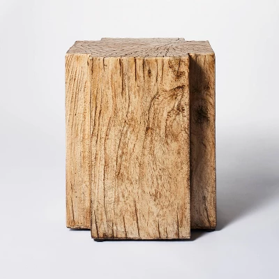 Indoor/Outdoor Faux Concrete Stump Accent Table Brown - Threshold™ Designed With Studio McGee 4 Indoor/Outdoor Faux Concrete Stump Accent Table Brown - Threshold™ Designed With Studio McGee - Image 2