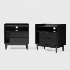 2pk Mid-Century Modern Solid Wood 2 Drawer Storage Nightstands - Saracina Home 17 2pk Mid-Century Modern Solid Wood 2 Drawer Storage Nightstands - Saracina Home -Furniture Specialty Store GUEST 7ec02fdf f38c 4ef2 8a65 1390845091ae