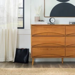 Mid-Century Modern Contoured 6 Drawer Dresser - Saracina Home -Furniture Specialty Store GUEST 85f26b6b 7276 4bfb be1a b80c27461505