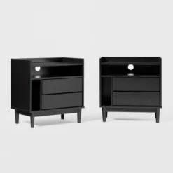 2pk Mid-Century Modern Solid Wood 2 Drawer Storage Nightstands - Saracina Home 25 2pk Mid-Century Modern Solid Wood 2 Drawer Storage Nightstands - Saracina Home -Furniture Specialty Store GUEST 90b51515 663a 4264 a749 f3758d2e0dcf