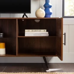 2 Door Mid-Century Modern Wood Storage TV Stand For TVs Up To 80" - Saracina Home -Furniture Specialty Store GUEST 910fe446 d949 4eab 8f55 84b563e374b2