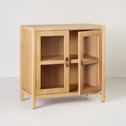 Grooved Wood With Glass 2-Door Cabinet - Natural - Hearth & Hand™ With Magnolia 10 Grooved Wood With Glass 2-Door Cabinet - Natural - Hearth & Hand™ With Magnolia -Furniture Specialty Store GUEST 9aa7705a c66f 495b 80dd 55470dae1fa8