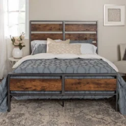 Queen Urban Chic Metal And Wood Plank Bed Brown - Saracina Home -Furniture Specialty Store GUEST 9ba450b4 e465 46ef 9f8f 881f1960dbc8