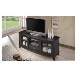Walda Wood Cabinet With 2 Sliding Doors And 1 Drawer TV Stand For TVs Up To 60" Dark Brown/Gray - Baxton Studio -Furniture Specialty Store GUEST 9f09957a a777 49ef 99ba 842d275e8cda