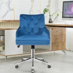 Tangkula Velvet Desk Chair Upholstered 360°Swivel Height Adjustable Rolling Office Chair For Office Bedroom Living Room -Furniture Specialty Store GUEST a867090d c5e7 46a7 b203 9413c5456318