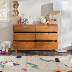 Mid-Century Modern Groove Wood 6 Drawer Dresser - Saracina Home -Furniture Specialty Store GUEST b23f9ced 0f20 4832 b513 915786661b90