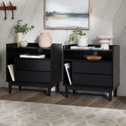 2pk Mid-Century Modern Solid Wood 2 Drawer Storage Nightstands - Saracina Home 19 2pk Mid-Century Modern Solid Wood 2 Drawer Storage Nightstands - Saracina Home -Furniture Specialty Store GUEST b2a3ee44 4d81 41a2 a7a3 37c02e20e839